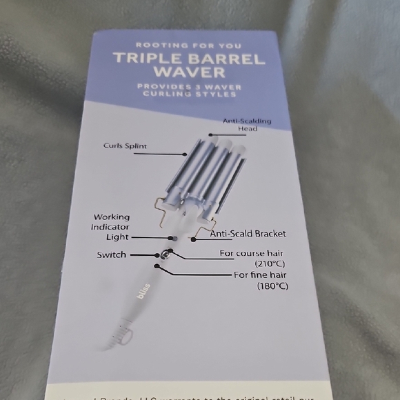 Bliss Triple Barrel Waver - White and Silver - Picture 2 of 6